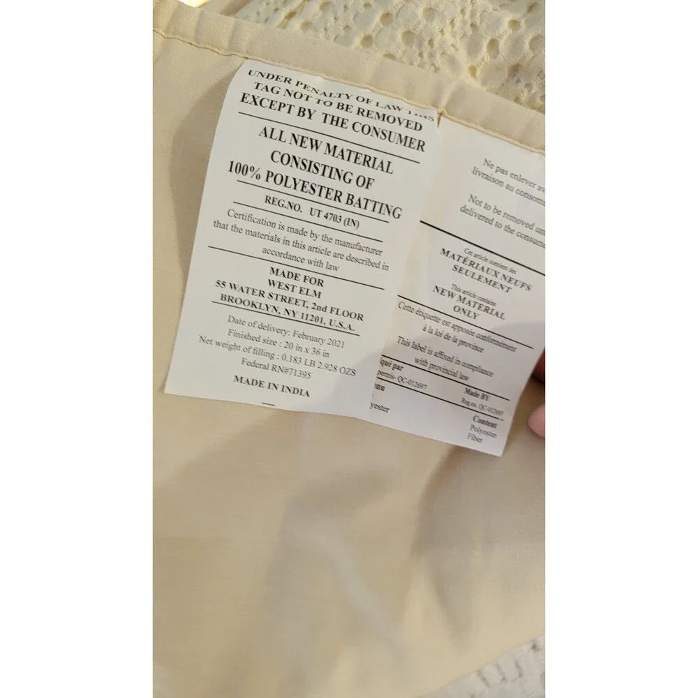 West Elm Solid Off White Textured Waffle King Sham 37